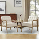 Linen Accent Chair Set of 2, Mid Century Modern Chair for Living Room, Upholstered Comfy Lounge Armchair with Solid Wood Frame, Reading Side Chair for Bedroom,105°Ergonomic Comfort, White by CozyNest Decor