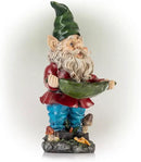 Alpine Corporation 16" Tall Outdoor Garden Gnome and Bird Feeder Yard Statue Decoration by GreenHaven Gardens