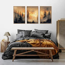 HLNIUC Golden Sunshine Forest Framed Canvas Wall Art,Foggy Forest Pine Tree Wall Decor,Large Sunset Landscape Art Print,Natural Misty Mountain Forest Wall Painting for Living Room,Bedroom - 16”x24”x3 by CozyNest Decor