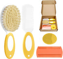 Baby Hair Brush and Comb Set, 4Pcs Baby Soft Bristles hairbrush Cradle Cap Brush Hair Comb for Newborns Toddlers Boys Girls (Yellow) by TinyTreasures Baby Boutique