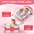 Baby Bathtub,Collapsible Baby Bath Tub with Thermometer & Soft Floating Cushion,Portable Travel Baby Bathtubs for Newborns to Toddlers 0-36 Months(Bear Pink) by TinyTreasures Baby Boutique