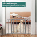 Babelio Metal Baby/Pet Gate, 29-48'' Auto Close Easy Install, Extra Wide Walk Thru for Child Safety, Pressure Mounted Dog Door for Doorways & Stairs, with Y Spindle Rods, Grey by TinyTreasures Baby Boutique