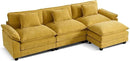 URRED Modular Sectional Sofa Comfy Cloud Couch, Modern Chenille Sofa Sleeper Deep Seat Couches with Ottoman/Pillows for Living Room (Yellow, 117''- L Shape) by CozyNest Decor