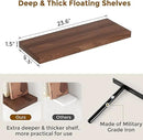 24 x 9 Floating Shelves, 9 Inch Deep Floating Shelf Wall Mounted, 24 Inch Bathroom Shelves Set of 2, Rustic Wood Wall Shelf for Bedroom, Living Room, Walnut Color by CozyNest Decor
