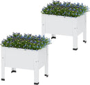 aboxoo 2 Packs 14 Inch Small Planter Raised Garden Bed with Legs,Outdoor Metal Planter Box for Patio,Elevated Garden Bed for Vegetables Flower Herb(White) by GreenHaven Gardens