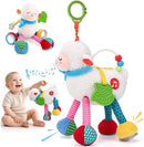 hahaland Baby Toys 0-6 Months - Baby Sensory Toys 0-3-6 Months Car Seat Toy Hanging - Musical Animals with Pull String Rattle Teether Crinkle Mirror, Crib Stroller Toy Tummy Time Babies Girl Boy Gifts by TinyTreasures Baby Boutique