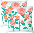 Embroidered Decorative Throw Pillow Cover, 18"x18" Set of 2, Farmhouse Pillowcase Pink Rose Knit Pattern Cotton Canvas Cushion Case Square Floral Pillow Case for Sofa Couch Bed Living Room… by CozyNest Decor