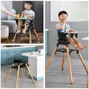 Baby High Chair, 6 in 1 Wooden Convertible High Chairs for Babies and Toddlers, Booster Seat with Double Tray & Reversible Footrest, 5-Point Harness Infants Feeding Seat, Black by TinyTreasures Baby Boutique