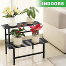 Metal Plant Stand Outdoor Plant Shelf Indoor,2 Tier Heavy Duty Ladder Plant Stands for Multiple Plants,26" L x 20.25" H x 17.75" W,Black by GreenHaven Gardens