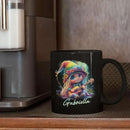 Customized Adorable Gnome With Guitar Mug 11oz 15oz, Personalized Name Coffee Cup, Gnome And Northern Lights Mug, Custom Whimsical Music Ceramic Cup, Gnome Black Mug Gift For Kids by CozyNest Decor