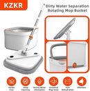 KZKR Spin Mop and Bucket Set with Self Separation Dirty and Clean Water System, Self Wringing 360° Rotating Square Mop Head for Home Floors Cleaning (1.0 Mop and Bucket Set (6 Pads)) by CozyNest Decor