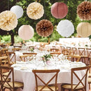 Boho Rustic Wedding Party-Decorations Paper Flowers Lanterns - 15PCS Fall Baby Shower Gender Neutral Streamers,Brown Champagne White Tissue Pom Poms,Autumn Birthday Bridal Decor Hugfond by CozyNest Decor