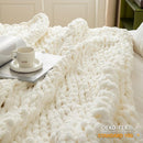 WESHIONGOO Chunky Knit Blanket Throw 40"×40" Knitted Throw Blankets for Couch Bed Fluffy Soft Blanket with Jumbo Chenille Yarn Thick 100% Handmade (Cream White) by CozyNest Decor