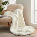 Amélie Home Chunky Knit Throw Blanket for Couch, Soft Chenille Crochet Blanket for Children, 40"x50", Ivory by CozyNest Decor