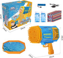 Bubble Gun Bazooka Machine with Solution - 69 Holes Blaster for Outdoor Summer Toy, Party Favors - Blue Bubble Maker Blowers for Kids by TinyTreasures Baby Boutique