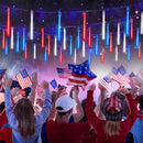 4th of July Decorations Outdoor, Red White and Blue Solar Meteor Shower Lights, 18 Tubes 432 LEDs 4th of July Lights Waterproof, Patriotic Lights String for Independence National Memorial Day Decor by GreenHaven Gardens