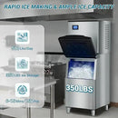 Large Commercial Ice Maker Machine: 500lbs/24H Production, with 350lbs Ice Storage Bucket, 156 Ice Cubes in 6-15 Mins - Stainless Steel Industrial Ice Maker for Restaurant, Bar, Cafe, Commercial Use by CozyNest Decor