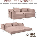 78" W Loveseat Sofa, 4 in 1 Convertible Floor Sofa Bed, Boneless Cloud Couch with Cup Holder, Fold Out Floor Couch, Loveseat Recliner Sleeper for Living Room Bedroom Lounge(Corduroy, White) by CozyNest Decor