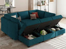 Belffin Modular Sectional Sleeper Sofa Couch with Storage Ottoman Convertible Sectional Couches for Living Room Terry Reversible Chaise. Peacock Blue Sofa by CozyNest Decor