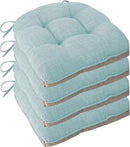 Non Slip Chair Cushions for Dining Chairs Set of 4 Kitchen Chair Cushions 18"x18"x3" Turfted Chair Pads Comfortable and Soft Seat Cushion with Ties, Aqua Blue by CozyNest Decor