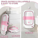 Collapsible Baby Bathtub,Baby Bath Tub with Thermometer & Soft Cushion,Baby Bathtub for Newborn to Toddler 0-36 Months,Portable Travel Baby Tub with No-Slip Feet,Baby Shower Gifts,Pink by TinyTreasures Baby Boutique