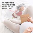 Organic Nursing Pads - 14 Washable Viscose Derived from Bamboo Breastfeeding Pads, Wash Bag, Reusable Breast Pads for Breastfeeding, Nipple Pads for Breastfeeding Essentials (Lovelle, M 3.9") by TinyTreasures Baby Boutique