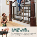 Cumbor 2 Pack 29.7-46" Baby Gate for Stairs, Mom's Choice Awards Winner-Auto Close Dog Gate for doorways, Easy Install Pressure Mounted Pet Gates indoor, Easy Walk Thru Wide Safety Gate for Dog, Brown by TinyTreasures Baby Boutique