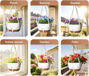 12 Inch Hanging Baskets for Plants Outdoor, Hanging Planters for Indoor Outdoor Plants, Hanging Planter with Self Watering, Hanging Flower Pots (White Planter with Macrame + Iron Hangers) by GreenHaven Gardens