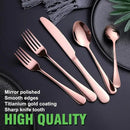 Copper/Rose Gold Silverware Set, OGORI 40-Piece Stainless Steel Flatware Set, Kitchen Utensil Set Service for 8, Mirror Polished Tableware Cutlery Set for Home and Restaurant, Dishwasher Safe by CozyNest Decor
