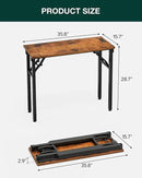 Frylr Small Folding Computer Desk – 35.8 Inch Portable Table for Craft and Study, Lightweight Desk for Small Spaces, Foldable Laptop Table Built-in AC/USB Outlets for Convenience, Rustic Brown by CozyNest Decor