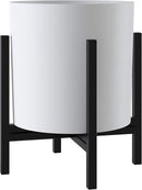 FaithLand Mid Century Plant Stand Indoor Outdoor (EXCLUDING 8" Plant Pot), Metal Planter Stand, Potted Plant Holder, Black, Hold Up to 8 Inch Planter - Upgraded Design by GreenHaven Gardens