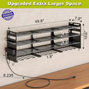 12 Cordless Drill Holder Large Power Tool Organizer Wall Mount with Side Pegboard & Screwdriver Holder, 4-Tier Heavy Duty Metal Tool Storage Rack with 4-Outlet Power Strip by GreenHaven Gardens