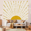 Kanuyee Gold Boho Burning Sun Tapestry Wall Hanging, Retro 70s Abstract Vintage Geometric Line Sunrise Tapestries for Bedroom Living Room Backdrop 60×80 inch by CozyNest Decor