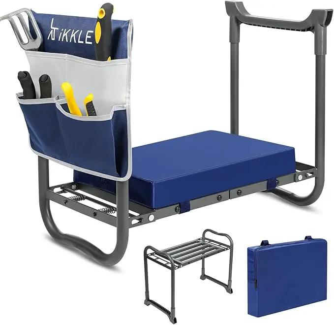 ikkle 838LB+ Capacity Garden Kneeler and Seat - Ultra Heavy Duty Stool Bench with Thick Soft Pad, Gift for Gardeners