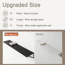 Fun Memories Deep Floating Shelves, 55W x 12D Floating Shelves for Wall, Wood Black Floating Shelf with Bracket, Wide Display & Storage Wall Shelves for Living Room, Bedroom, by CozyNest Decor