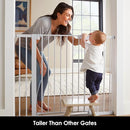 Cumbor 36" Extra Tall Baby Gate for Dogs and Kids with Wide 2-Way Door, 29.7"- 46" Width, and Auto Close Personal Safety for Babies and Pets, Fits Doorways, Stairs, and Entryways, White by TinyTreasures Baby Boutique