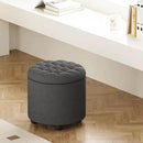 Furniliving 18.7inch Storage Round Ottoman, Footstools with Hidden Storage with Removable Lid, Stylish Button Tufted Design Ottoman Foot Stools for Living Room, Bedroom，Darkgrey by CozyNest Decor