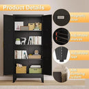 61" H Metal Kitchen Pantry Storage Cabinet, Freestanding Cupboard with 2 Doors and 3 Adjustable Shelves, Standing Storage for Kitchen, Bathroom, Garage, Dinning Room or Utility Room（Black） by CozyNest Decor
