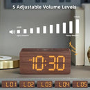 uscce Wooden Digital Alarm Clocks for Bedrooms: Dimmable Dual Alarm Clock with Large Numbers for Bedside Desk - Loud Alarm for Heavy Sleepers with Volume Control - Wood Decor & Gifts by CozyNest Decor
