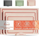 Empune Plastic Cutting Board Set, Recycled Plastic Cutting Boards for Kitchen (Set of 3), Dishwasher Safe Large Chopping Board with Holder, Non-slip Feet and Juice Grooves, Nonporous, Pink by CozyNest Decor
