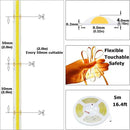 24V COB LED Strip Light Warm White 3000K 5M/16.4ft 2400LEDs Waterproof IP65 Uniform Glow CRI 93+ Flexible LED Tape Lights for DIY Cabinet Bedroom Kitchen Home Decor(No Power Supply) by GreenHaven Gardens