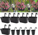 Metal Iron Flower Pots for Railing Fence Hanging Bucket Pots(5 Pcs) and Hanging Flower Pots Metal Iron Bucket Planter(10 Pcs) (Black) by GreenHaven Gardens
