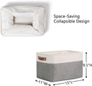 DULLEMELO Storage Baskets for Organizing, Rectangular Fabric Storage Bins Collapsible, Perfect for Shelves, Closets, Empty Gift Baskets (3-Pack Medium-15 inch X 11 inch X 9.5 inch , White&Grey) by TinyTreasures Baby Boutique