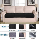 H.VERSAILTEX Super Stretch Individual Seat Sofa Covers Couch Slipcover Sets Thick Jacquard Textured Twill Fabric (3 Piece XL Cushion Covers, Black) by CozyNest Decor