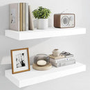 Marsmiles 24" Floating Shelves for Wall, Wooden Shelves with Invisible Brackets Set of 2, Rustic Farmhouse Wall Mounted Shelf for Kitchen Bathroom Living Room Study, White by CozyNest Decor