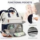 LOVEVOOK Diaper Bag Backpack, Baby Bag with Changing Station, Large Diaper Backpack for Mom Dads, Waterproof Leather Mommy Bag for Boy and Girl, Travel Essential Baby Shower, Navy Blue-Beige by TinyTreasures Baby Boutique