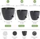 Large Self Watering Pots, 12/10/9 Plastic Planters with High Drainage Holes and Deep Reservoir for Indoor Outdoor Garden Plants and Flowers, Black Speckles by GreenHaven Gardens