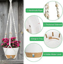 ZMTECH 2 Pack 10 Inch White Hanging Planters with Macrame Plant Hanger for Indoor and Outdoor Plants, Self Watering, Drainage Hole, Visible Level Tray by GreenHaven Gardens