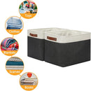 DULLEMELO Storage Bins Large-16"x12"x12" With Leather Handles for Organizing,Decorative Collapsible Storage Baskets for Shelves Closet Home Office (White&Black) by TinyTreasures Baby Boutique