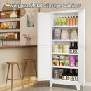 Metal Pantry Cabinet with 2 Doors and Adjustable Shelves - 71" Kitchen Storage Cabinet with Gold Handles - Versatile Storage for Kitchen, Bathroom, Dining Room, Utility Room - White by CozyNest Decor